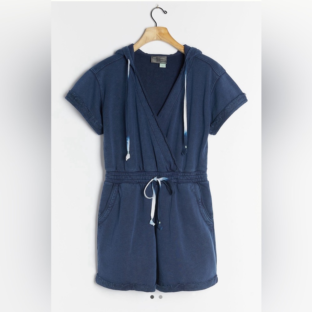 Saturday/Sunday by ANTHROPOLOGIE 'Kendall' Hooded Romper in NAVY (M)